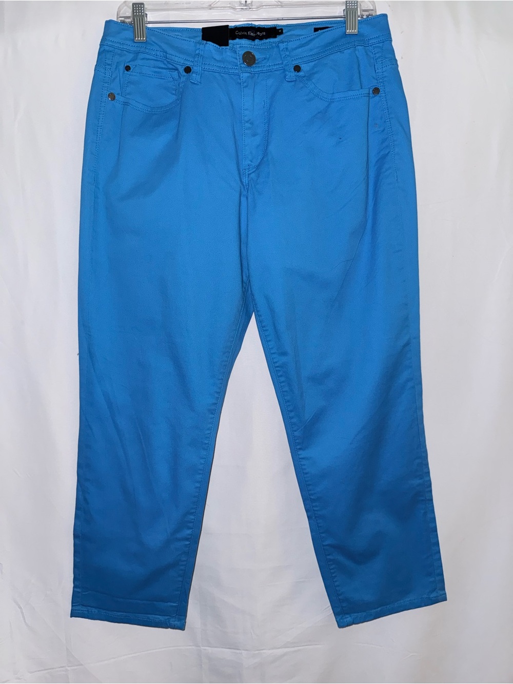 NWT Calvin Klein Jeans Powerstretch Skinny Cropped Pants in Ceramic Blue Size 12